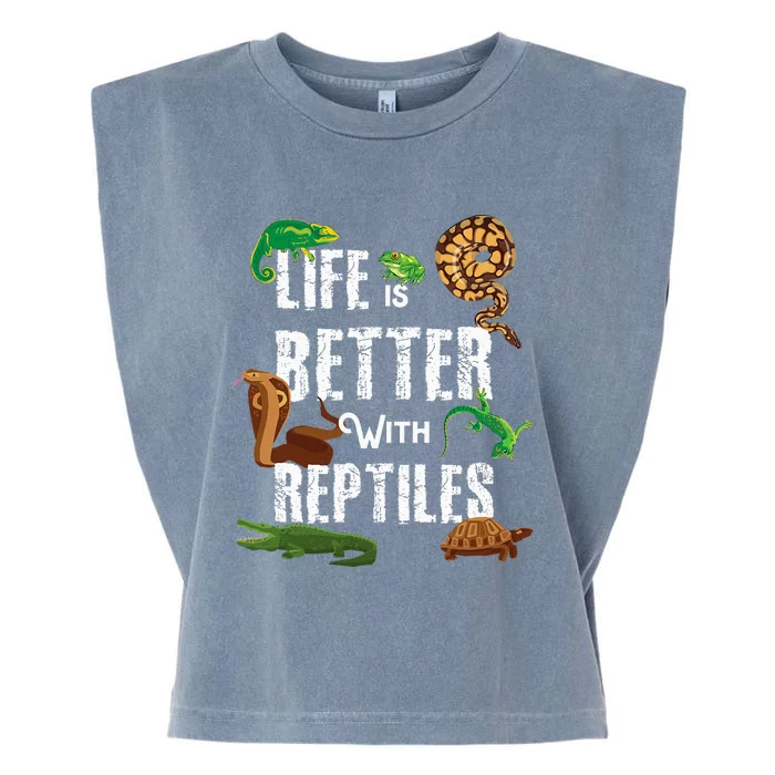 Life Is Better With Reptiles Lizard Reptile Pet Lover Garment-Dyed Women's Muscle Tee