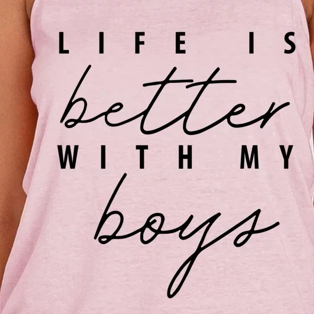 Life Is Better With My Funny Mom Gift Women's Knotted Racerback Tank