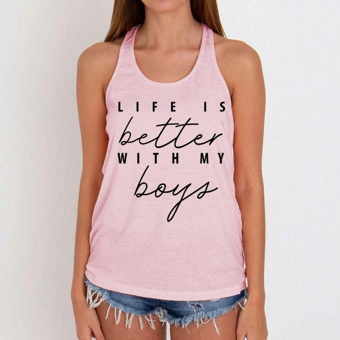 Life Is Better With My Funny Mom Gift Women's Knotted Racerback Tank