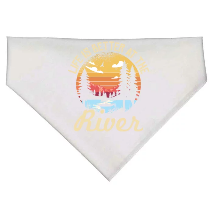 Life Is Better At The River Camping Life River Camper Gift USA-Made Doggie Bandana