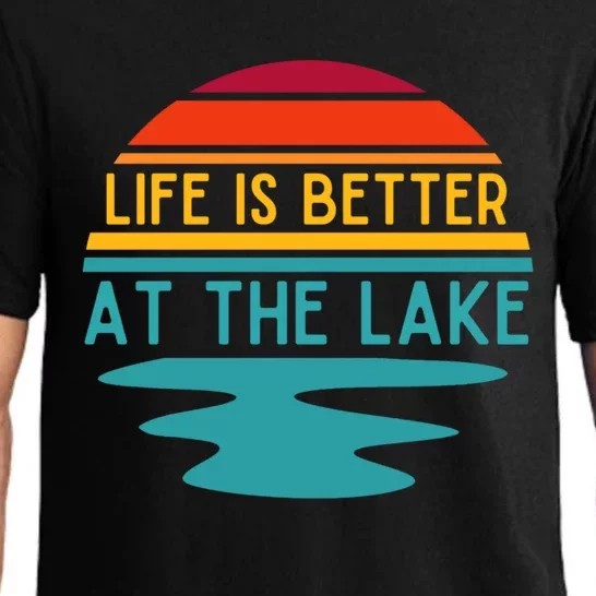 Life Is Better At The Lake Life Bum Lake Lover Pontoon Gift Pajama Set