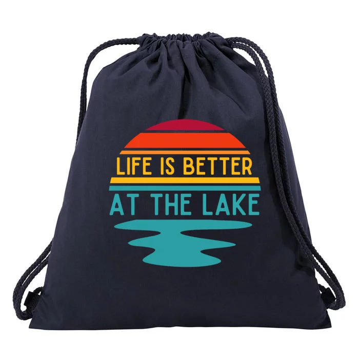 Life Is Better At The Lake Life Bum Lake Lover Pontoon Gift Drawstring Bag