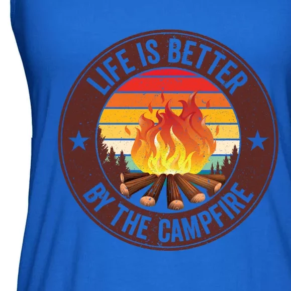 Life Is Better By The Campfire Camping Camper Outdoor Cool Gift Ladies Essential Flowy Tank