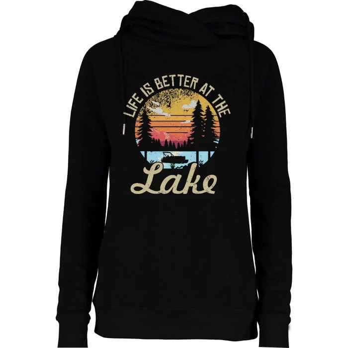 Life Is Better At The Lake Pontoon Captain Boat Boating Tees Womens Funnel Neck Pullover Hood