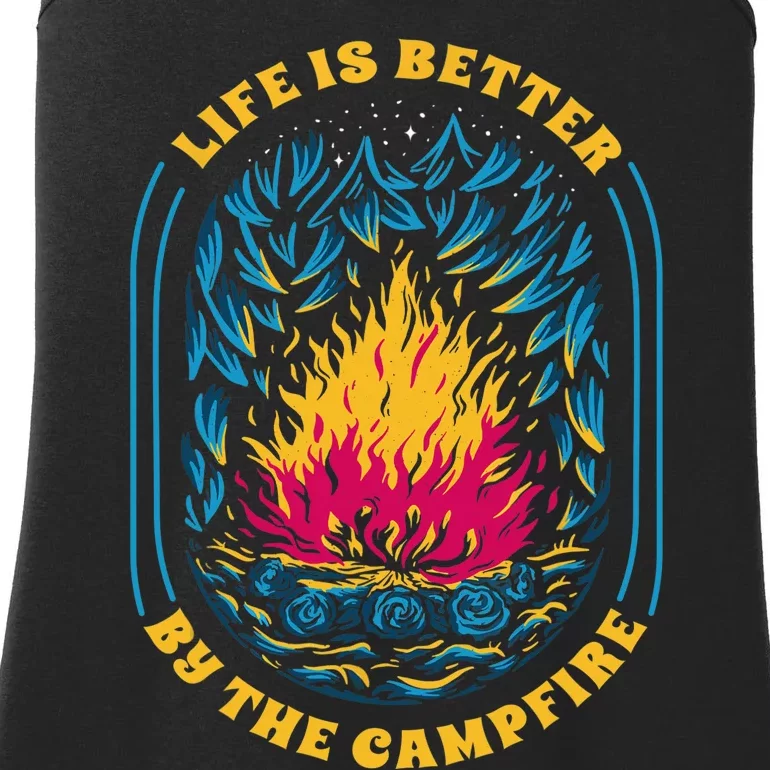 Life Is Better By The Campfire Funny Camper Nature Camping Ladies Essential Tank