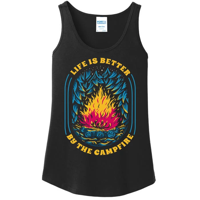 Life Is Better By The Campfire Funny Camper Nature Camping Ladies Essential Tank