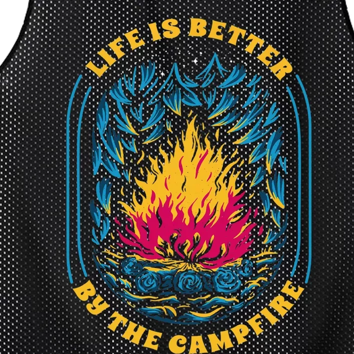 Life Is Better By The Campfire Funny Camper Nature Camping Mesh Reversible Basketball Jersey Tank