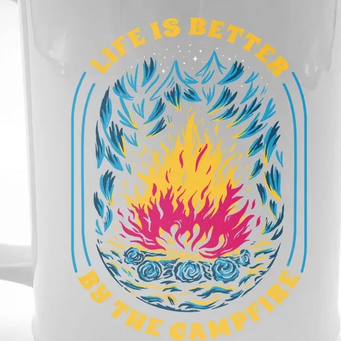 Life Is Better By The Campfire Funny Camper Nature Camping Front & Back Beer Stein