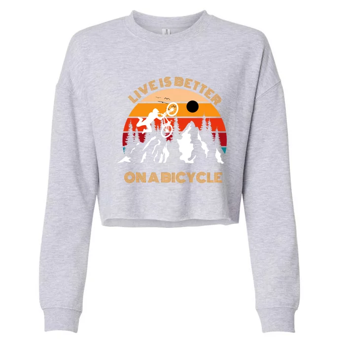 Life Is Better On A Bicycle, Cycling Bike Cropped Pullover Crew