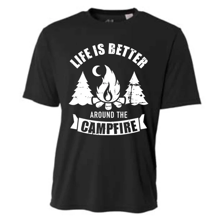 Life Is Better Around The Campfire Camping Cooling Performance Crew T-Shirt