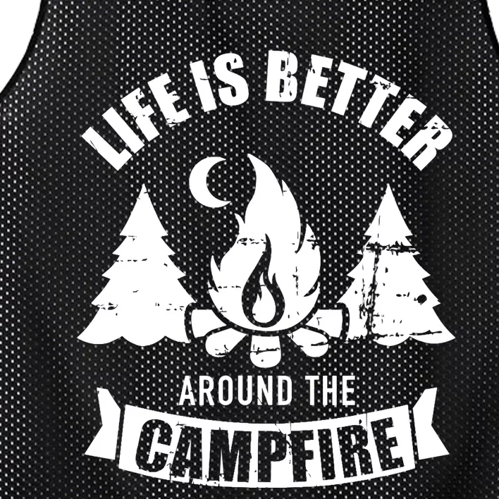 Life Is Better Around The Campfire Camping Mesh Reversible Basketball Jersey Tank