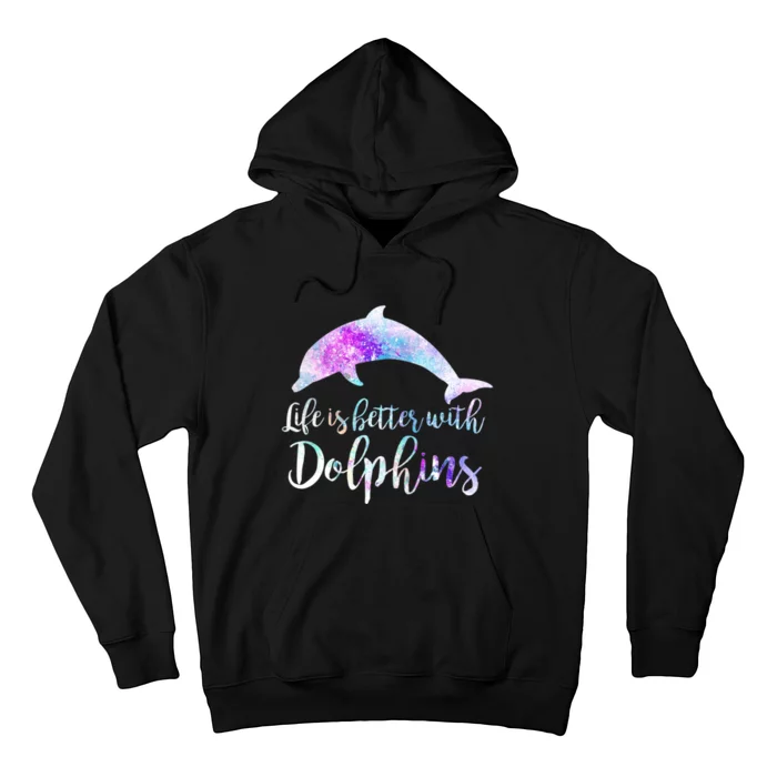 Life Is Better With Dolphins Vintage Dolphin Lover Graphic Hoodie