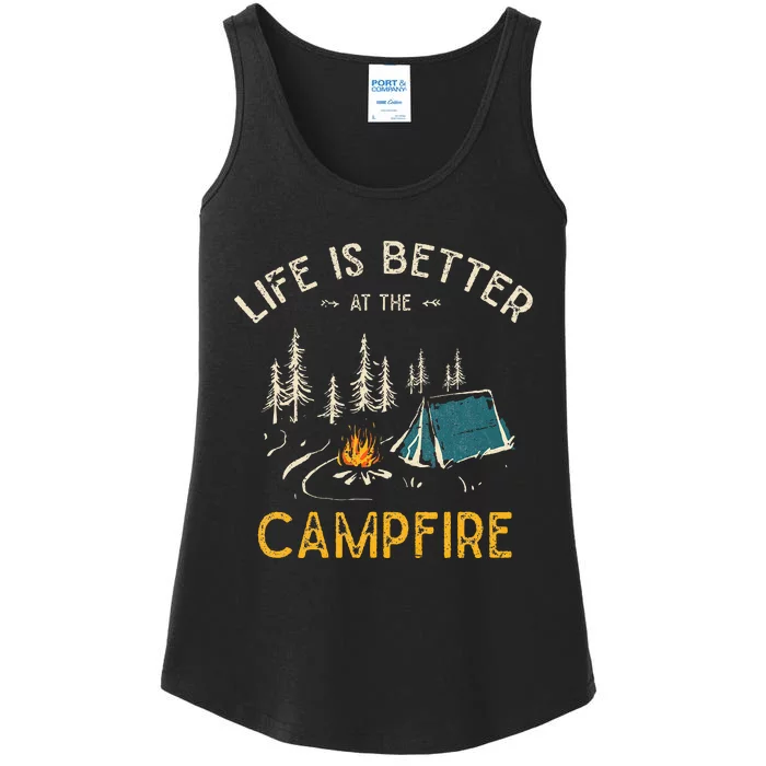 Life Is Better At The Campfire Funny Camper Camp Camping Ladies Essential Tank