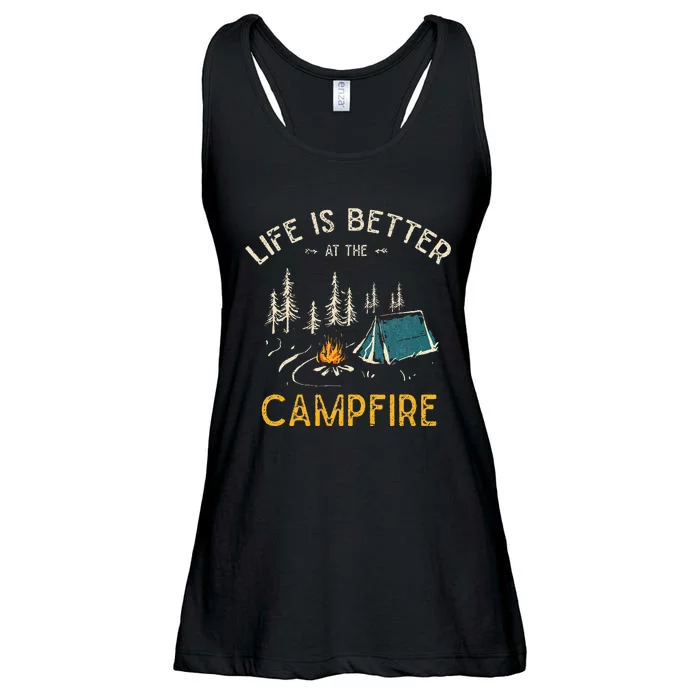 Life Is Better At The Campfire Funny Camper Camp Camping Ladies Essential Flowy Tank