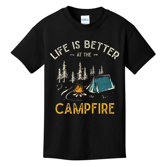 Life Is Better At The Campfire Funny Camper Camp Camping Kids T-Shirt