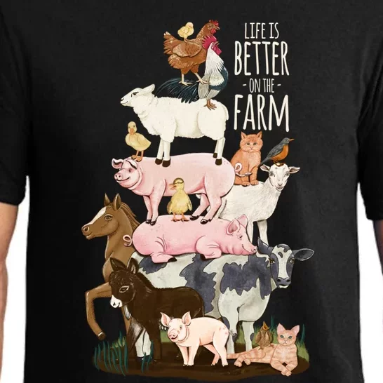 Life Is Better On The Farm Cute Animals Country Farm Girl Gift Pajama Set