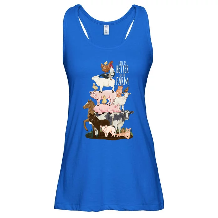 Life Is Better On The Farm Cute Animals Country Farm Girl Gift Ladies Essential Flowy Tank