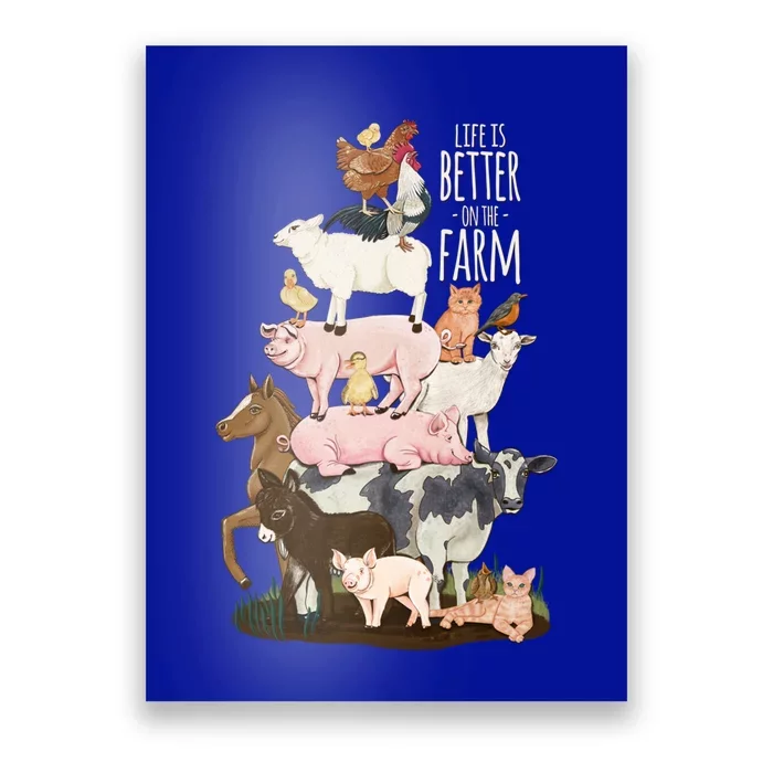 Life Is Better On The Farm Cute Animals Country Farm Girl Gift Poster