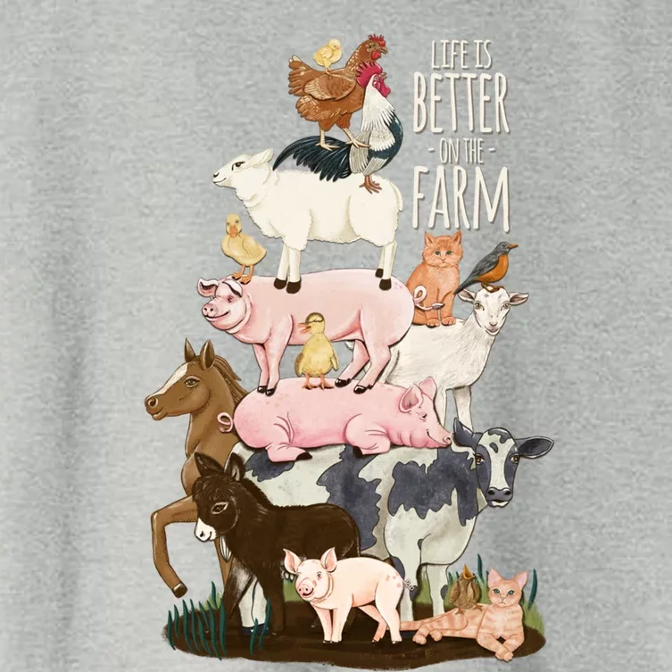 Life Is Better On The Farm Cute Animals Country Farm Girl Gift Women's Crop Top Tee