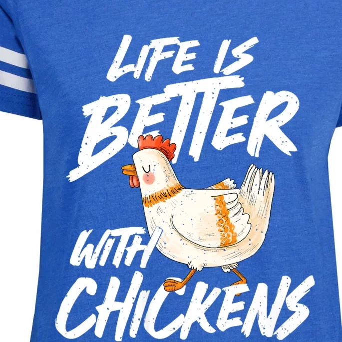 Life Is Better With Chickens Chicken Lover Farming Enza Ladies Jersey Football T-Shirt