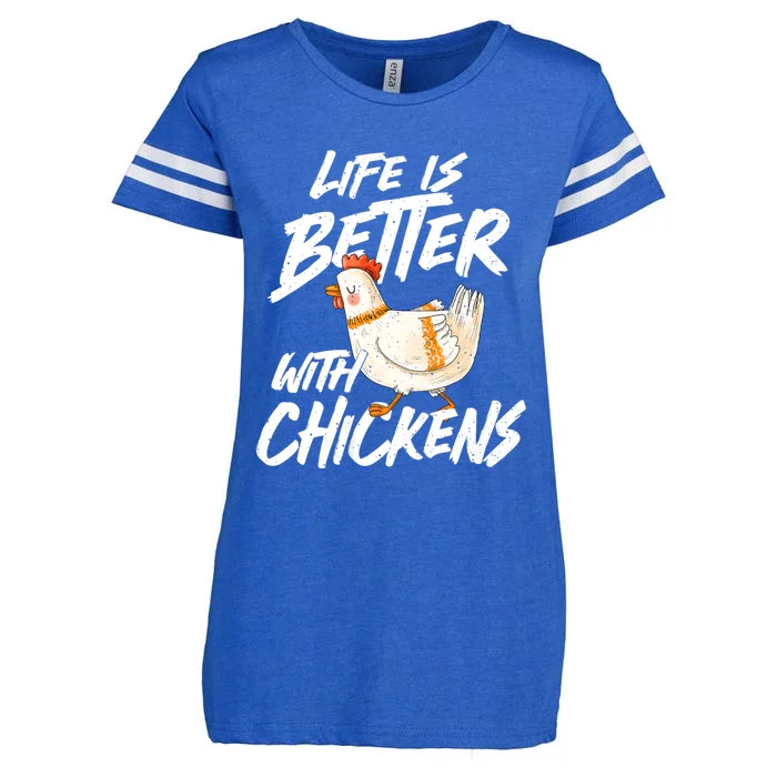 Life Is Better With Chickens Chicken Lover Farming Enza Ladies Jersey Football T-Shirt