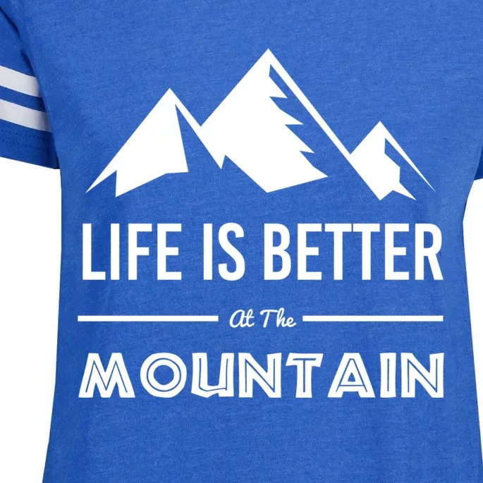 Life Is Better At The Mountain Skiing Snowboarding Funny Gift Enza Ladies Jersey Football T-Shirt