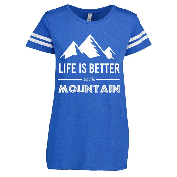 Life Is Better At The Mountain Skiing Snowboarding Funny Gift Enza Ladies Jersey Football T-Shirt