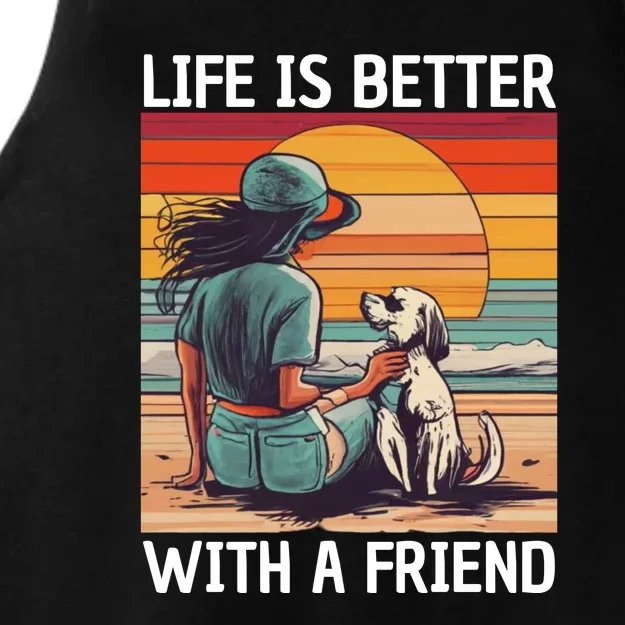 Life Is Better With A Friend Ladies Tri-Blend Wicking Tank