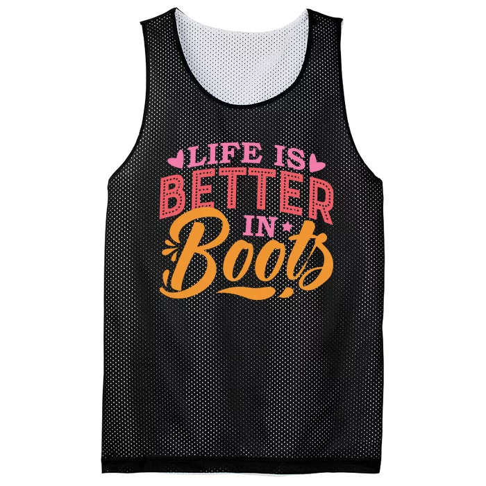 Life Is Better In Boots Typography Mesh Reversible Basketball Jersey Tank