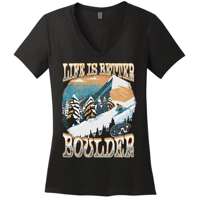 Life Is Better Co Iii Boulder Women's V-Neck T-Shirt