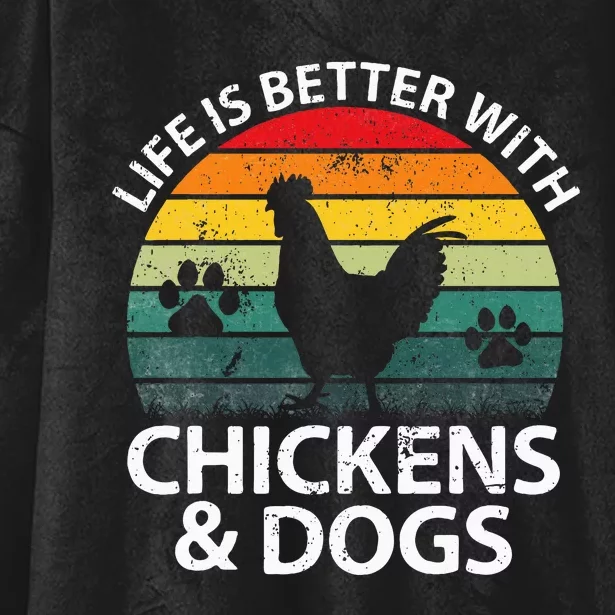 Life Is Better With Chickens & Dogs Women Girl Farmer Hooded Wearable Blanket