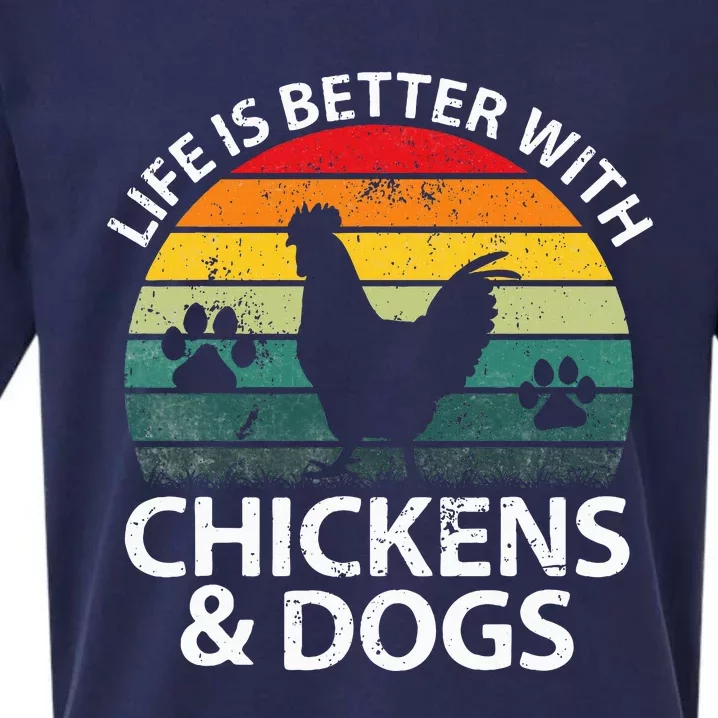 Life Is Better With Chickens & Dogs Women Girl Farmer Sueded Cloud Jersey T-Shirt