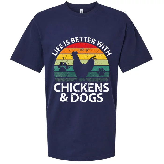 Life Is Better With Chickens & Dogs Women Girl Farmer Sueded Cloud Jersey T-Shirt