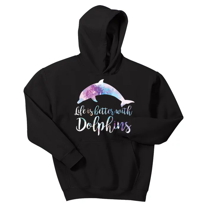 Life Is Better With Dolphins Vintage Dolphin Lover Graphic Kids Hoodie