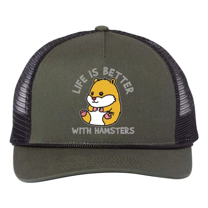 Life Is Better With Hamsters | Hamster Love Gift Idea Retro Rope Trucker Hat Cap