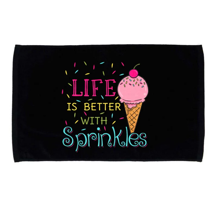 Life Is Better With Sprinkles Sweet Ice Cream Lover Microfiber Hand Towel