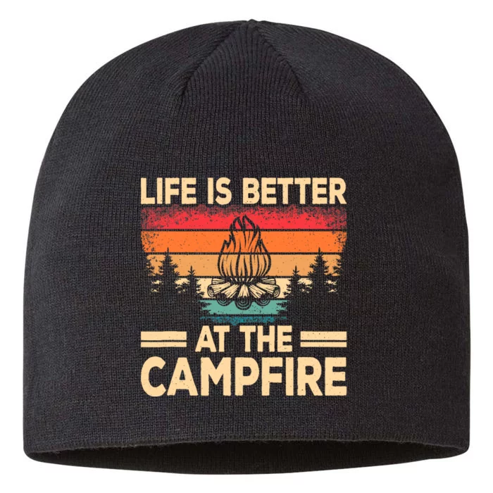 Life Is Better At The Campfire Camper Outdoorlife Camping 8 1/2in Sustainable Knit Beanie