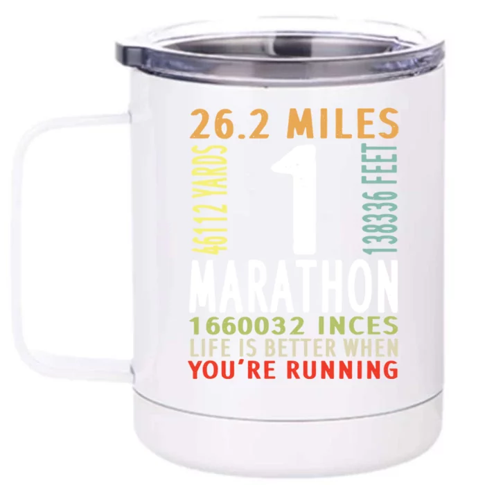 Life Is Better When You’re Running Funny Retro 26 2 Marathon Meaningful Gift Front & Back 12oz Stainless Steel Tumbler Cup