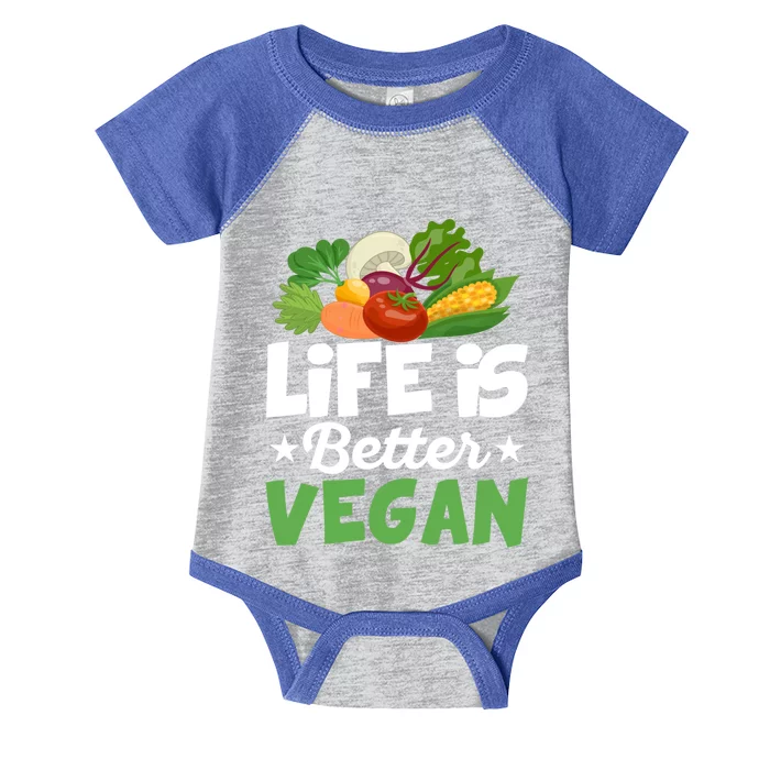 Life Is Better Vegan Funny Veganism Veggie Cool Gift Infant Baby Jersey Bodysuit