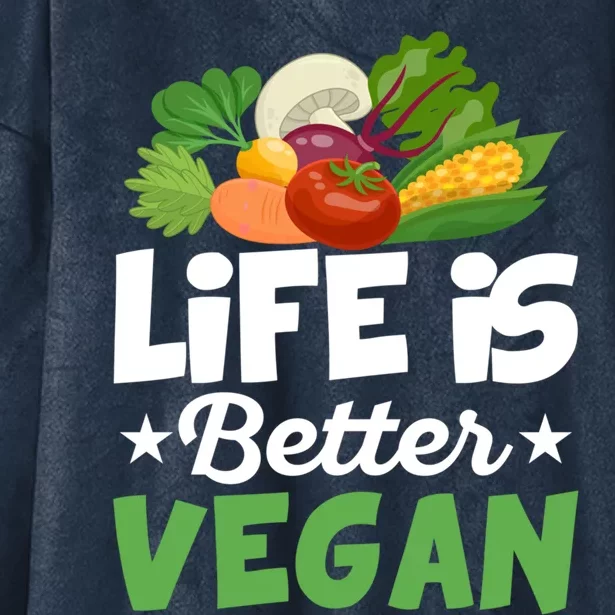 Life Is Better Vegan Funny Veganism Veggie Cool Gift Hooded Wearable Blanket