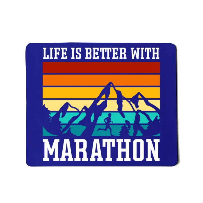 Life Is Better With Marathon Gift Retro Running Funny Marathon Gift Mousepad