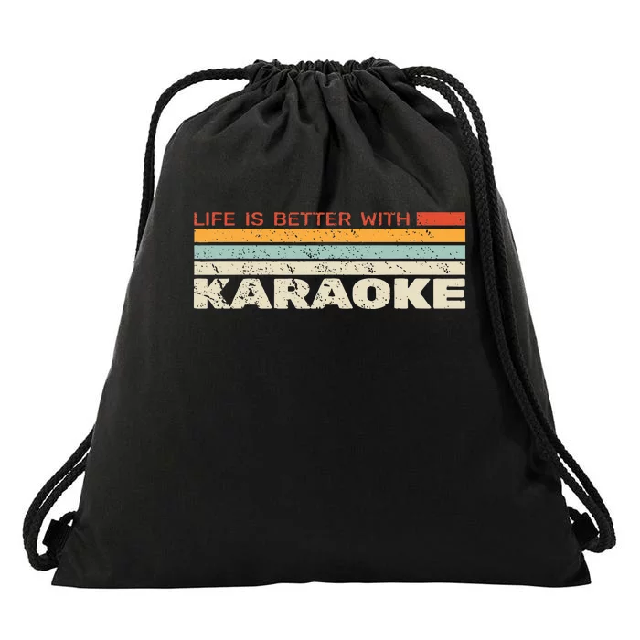 Life Is Better With Karaoke Vintage Microphone Music Singer Drawstring Bag