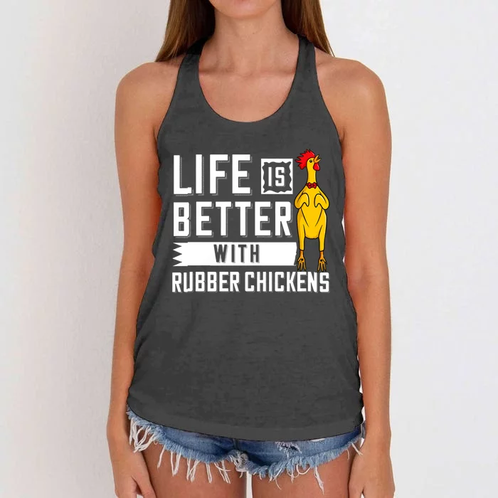 Life Is Better With Rubber Chickens Screaming Costume Women's Knotted Racerback Tank