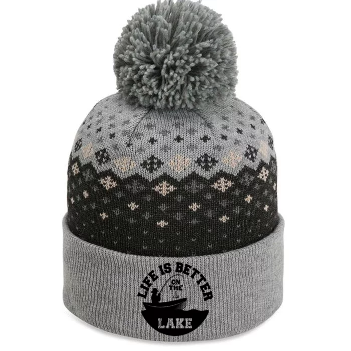 Life Is Better On The Lake Fishing Lake Life Gift The Baniff Cuffed Pom Beanie