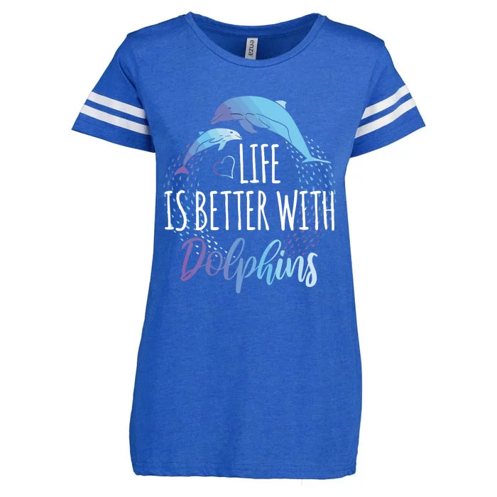 Life Is Better With Dolphins Gift Dolphin Lover Enza Ladies Jersey Football T-Shirt