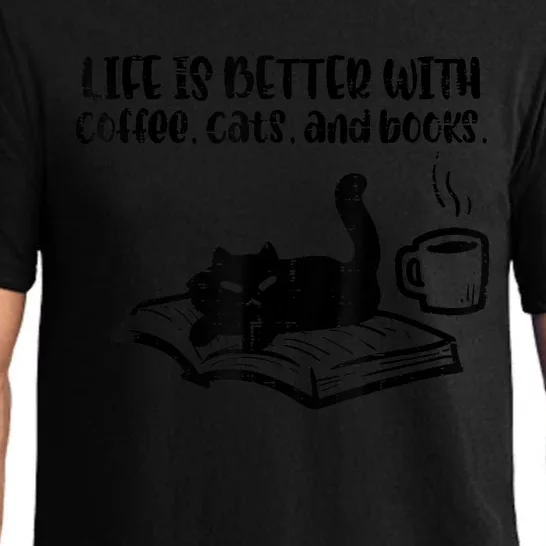 Life Is Better With Coffee Cats Books Fur Mom Bookworm Pajama Set