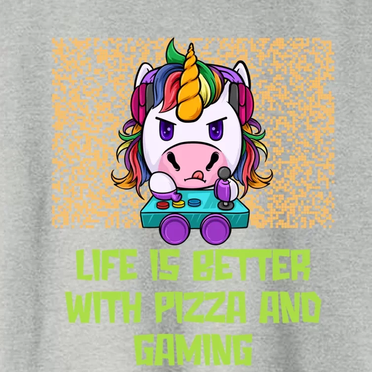 Life Is Better With Pizza And Gaming Gamer Italian Food Gift Women's Crop Top Tee