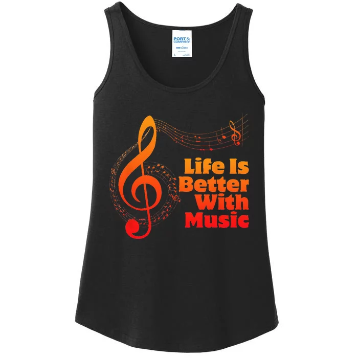 Life Is Better With Music Theory Musician Teacher Notes Clef Ladies Essential Tank