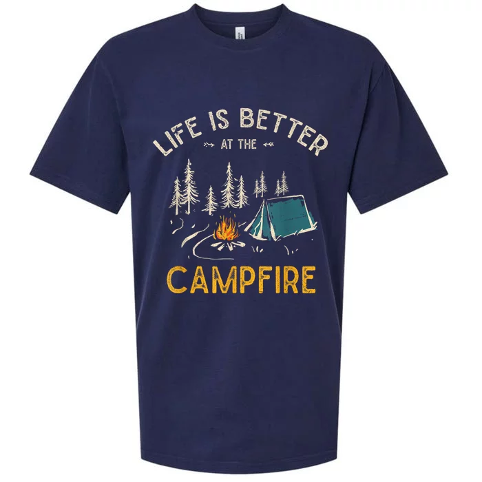 Life Is Better At The Campfire Funny Camper Camp Camping Gift Sueded Cloud Jersey T-Shirt