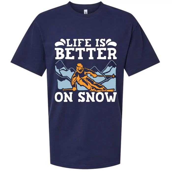 Life Is Better On Snow Winter Sports Cross Country Skiing Gift Sueded Cloud Jersey T-Shirt